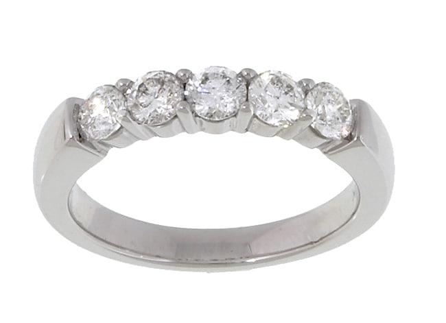 14k White Gold 1ct Diamond 5 stone Prong Band (G H,I1)  