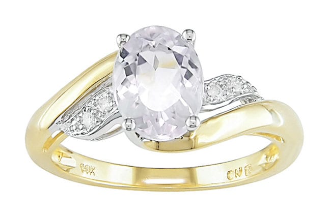 14k Gold Diamond Kunzite Ring  