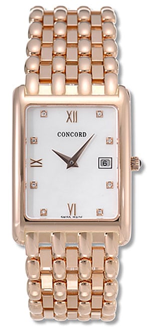 Concord Veneto Mens White Dial Rose Gold Watch