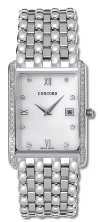 Concord Veneto Mens 18k White Gold Diamond Watch  
