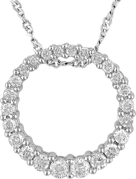 14k White Gold 1/4ct Diamond Circle Pendant  