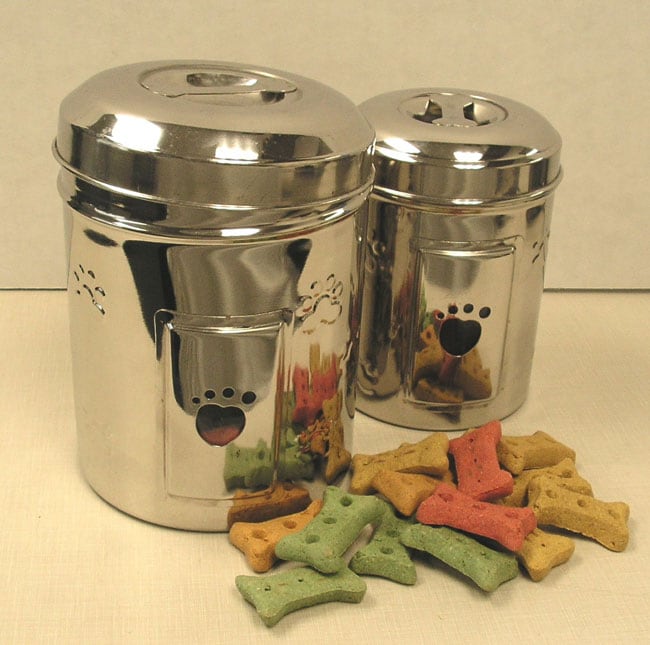 Stainless Steel Paw Print Canisters (Set of 2)  