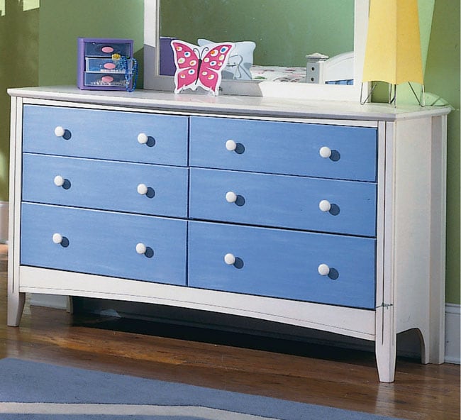 Blanca White & Blue 6 drawer Dresser  