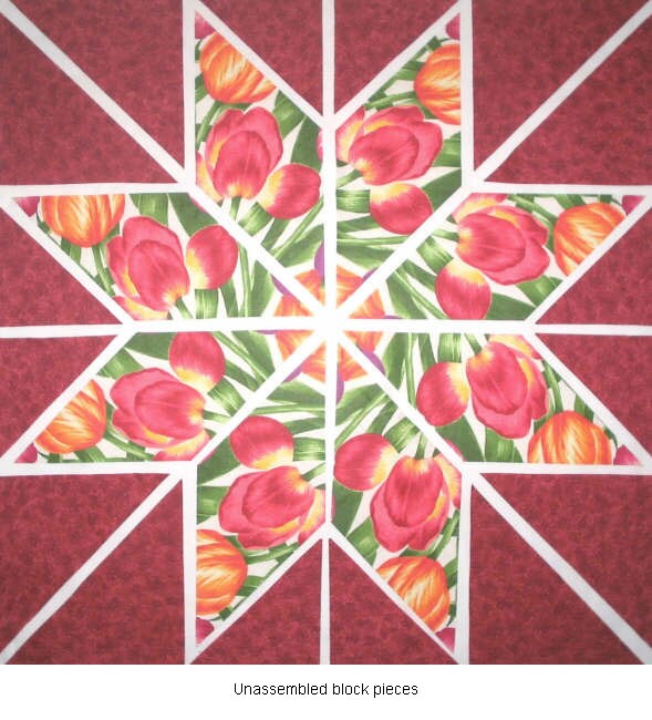 Tulip Floral Fabric 12 Block Kaleidoscope Quilt Kit