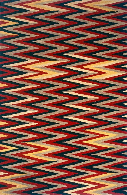 Hand tufted Zig Zag Multicolor Wool Rug (7'9 x 9'9) 7x9   10x14 Rugs