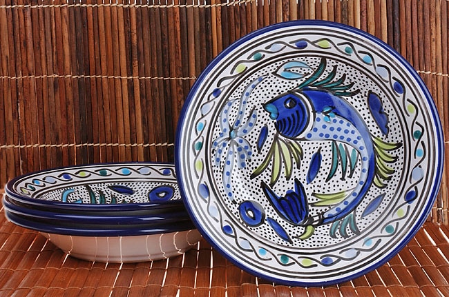 Handmade Old World Design Pasta Bowl Set (Tunisia)  