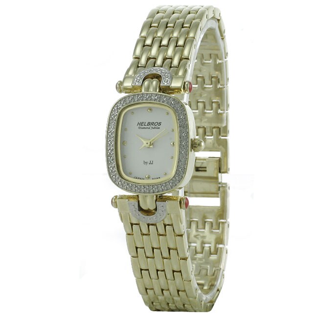 Helbros By JJ Women's Goldtone Diamond Watch - 10527776 - Overstock.com ...