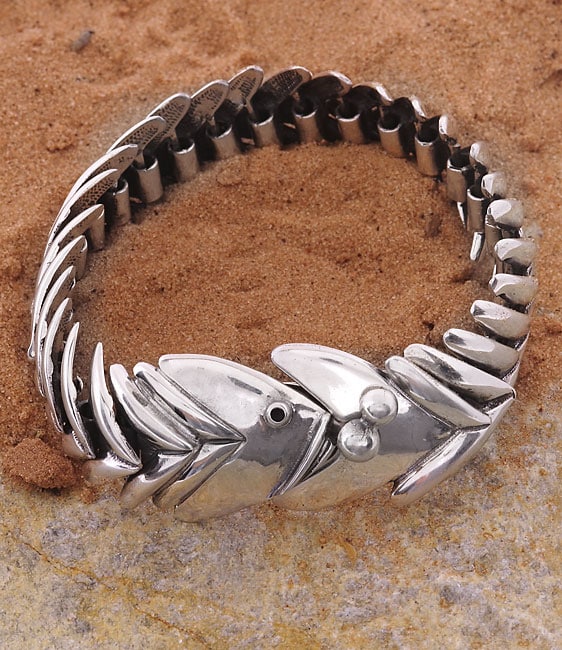 Handcrafted Sterling Silver Fish Bracelet (Mexico)  