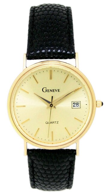 Geneve Men's 14k Solid Gold Watch - Free Shipping Today - Overstock.com ...