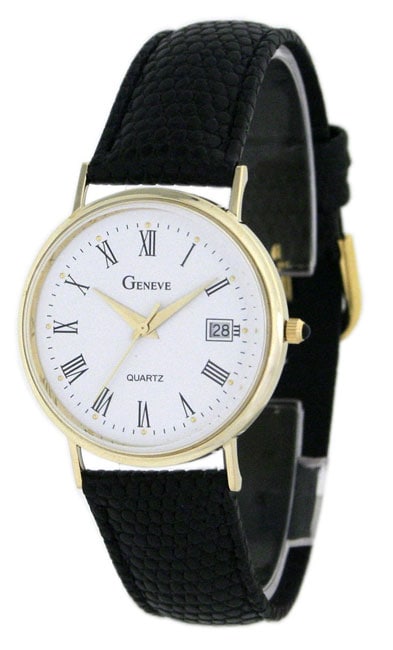 Geneve Men's 14k Solid Gold Watch - Overstock Shopping - Big Discounts ...