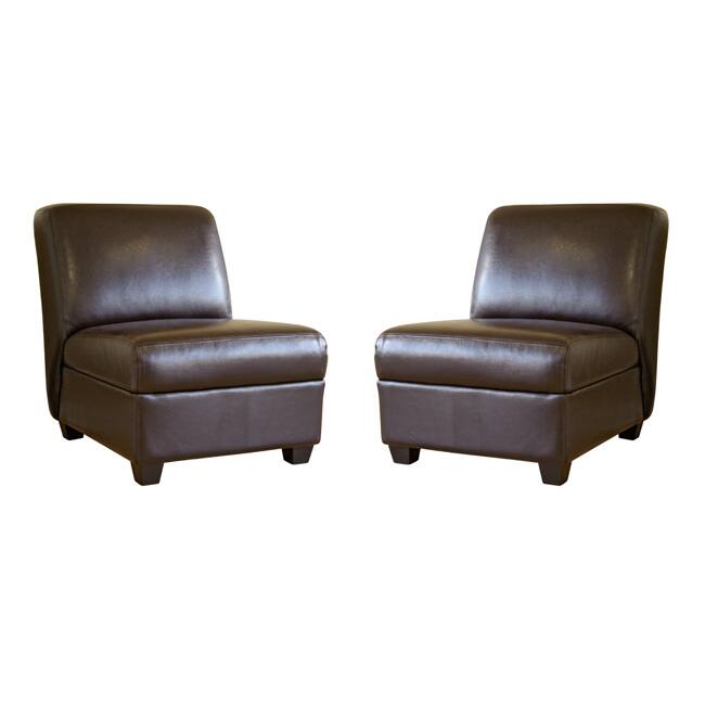 Bernay Espresso Brown Faux Leather Club Chairs (Set of 2)