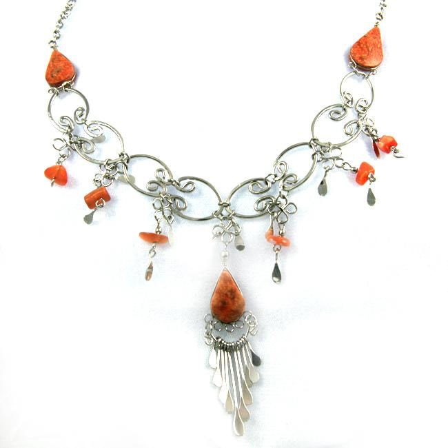 Orange Agate Necklace and Earring Set (Peru)  