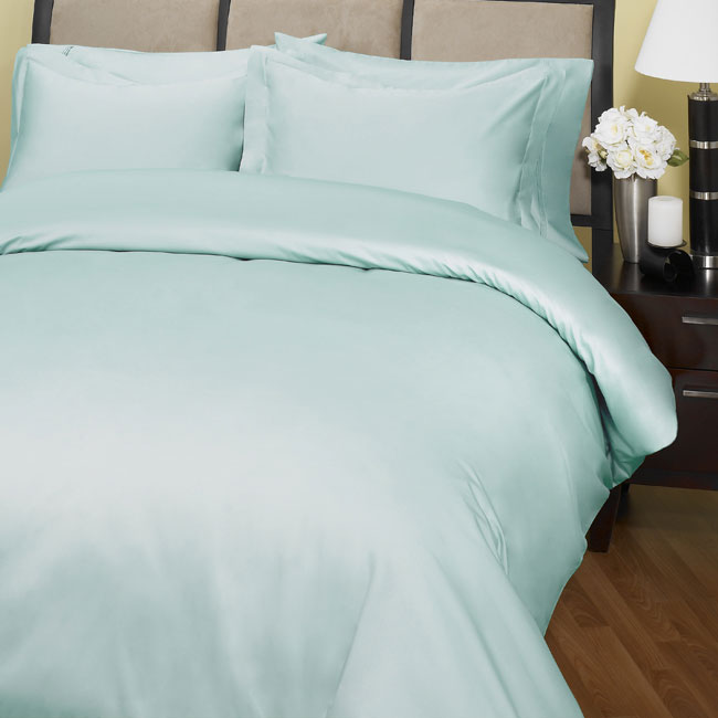 500 Thread Count Embroidered Duvet Cover Set (Sky Blue) - 10543741 ...