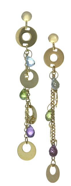 Multi Semi Precious Stones & Circles Drop Earrings