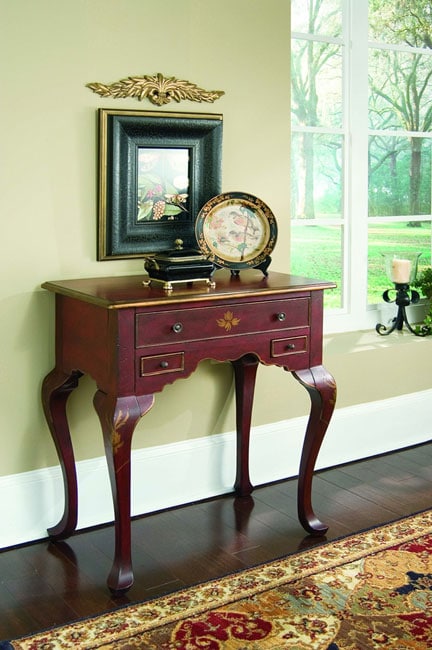 Hand Painted Ruby Red Accent Table  