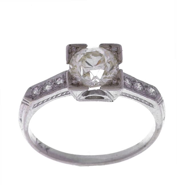 Platinum Old Mine Cut Diamond Antique Wedding Ring (M,SI1)   