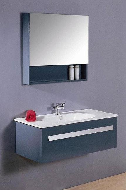 Modern Grey Vanity Set with Medicine Cabinet  