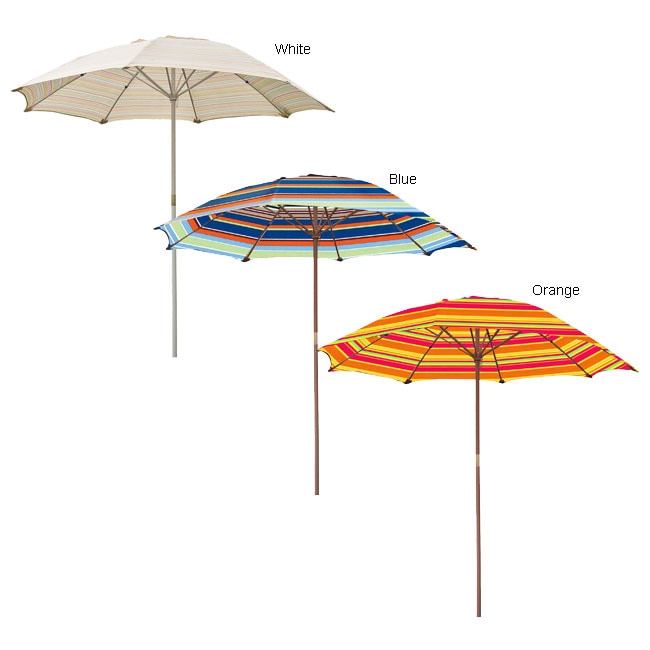 Striped Wooden 6.5 ft. Patio Umbrella  