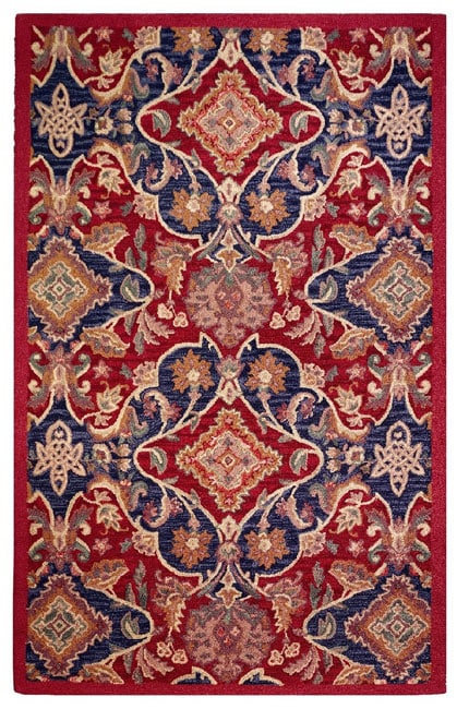 Hand hooked Byzantine Red Wool Rug (5 x 8)  