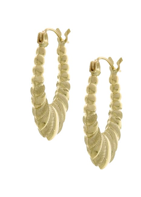 14k Yellow Gold Shrimp Hoop Earrings - Free Shipping Today - Overstock ...