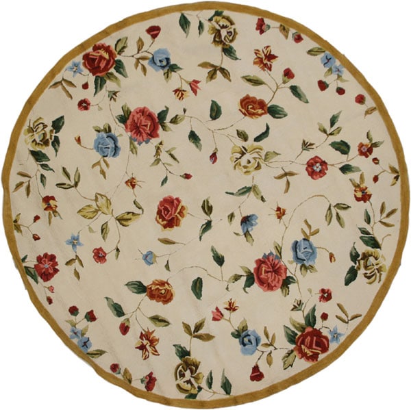 Handhooked Bright Floral Cotton Rug (6' Round) Free Shipping Today