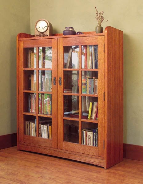 Mission Solid Oak Double Door Bookcase