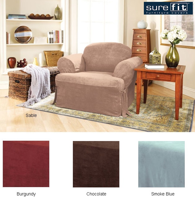 Sure Fit Smooth Suede T cushion Chair Slipcover  