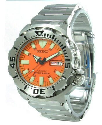 seiko orange face dive watch