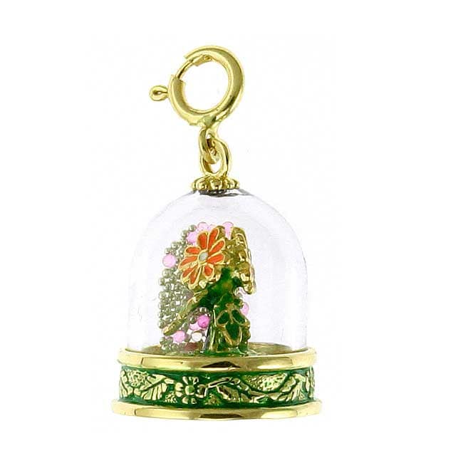 14k Yellow Gold 3 D Spring Globe Charm  