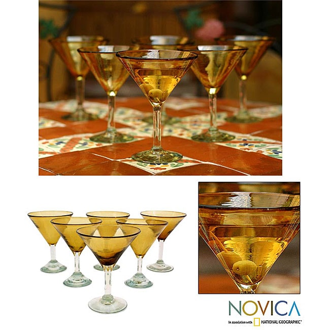 Set of 6 Amber Martini Glasses (Mexico)  