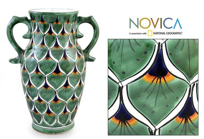 Ceramic Jade Peacock Vase