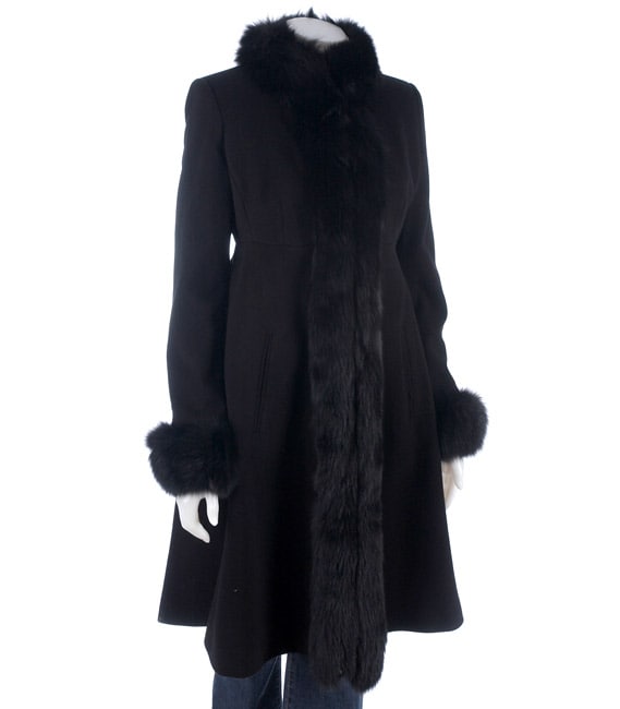 Marvin Richards Cashmere Blend Coat w/ Fox Fur Trim  