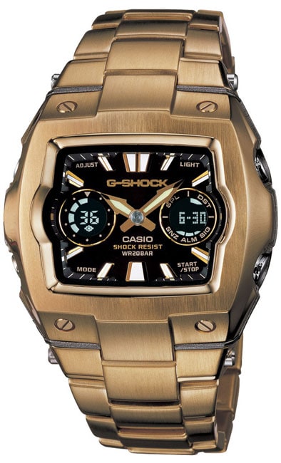 Casio G Shock Mens Watch with Gold Metal Band  