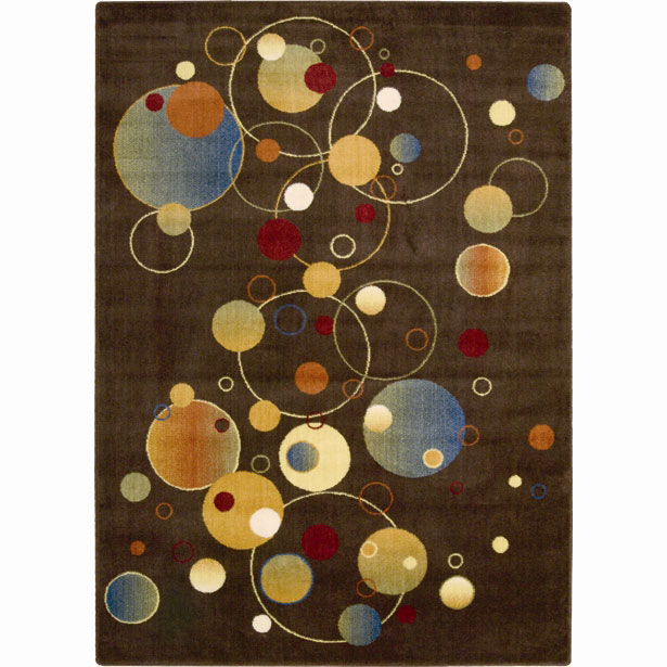 Machine made Brown Motions Rug (53 Round)