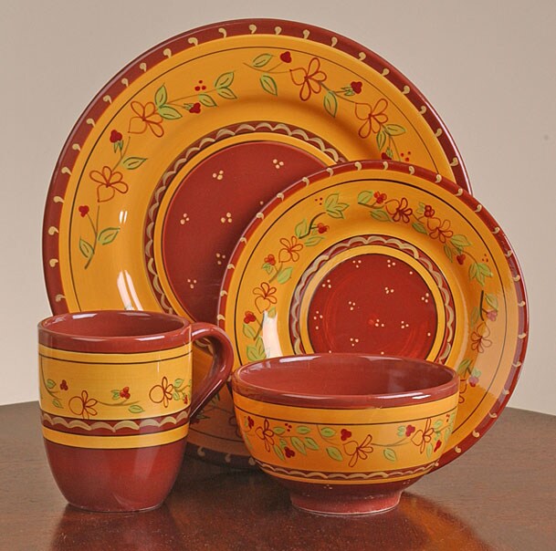 Shop Ambiance Tuscan Fields 16 Piece Dinnerware Set Free Shipping