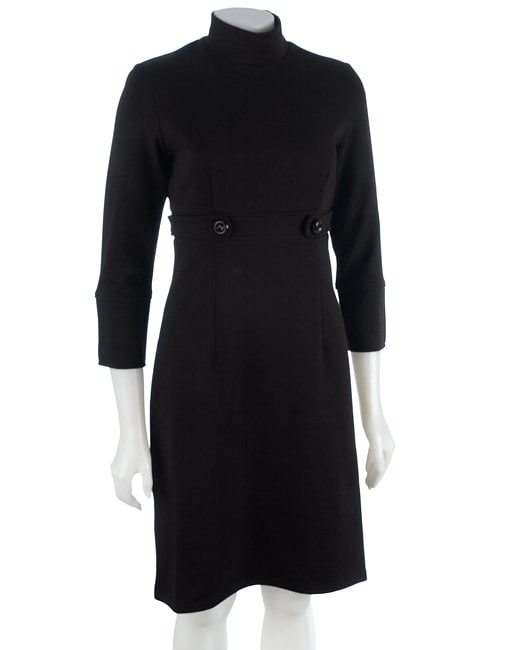 Spense Ponte Buttoned Mock Turtleneck Dress  