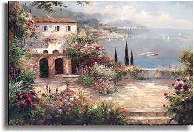 Peter Bell Mediterranean Villa Stretched Canvas Art  