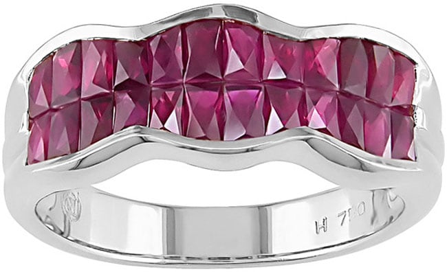 18k White Gold Baguette Ruby Ring  