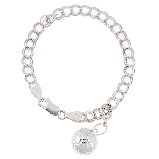 Sterling Silver Soccer Ball Sports Charm Bracelet  