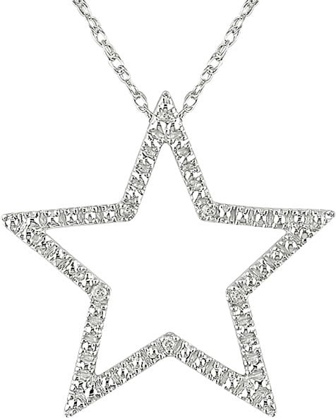 10k White Gold Diamond Accent Star Necklace  