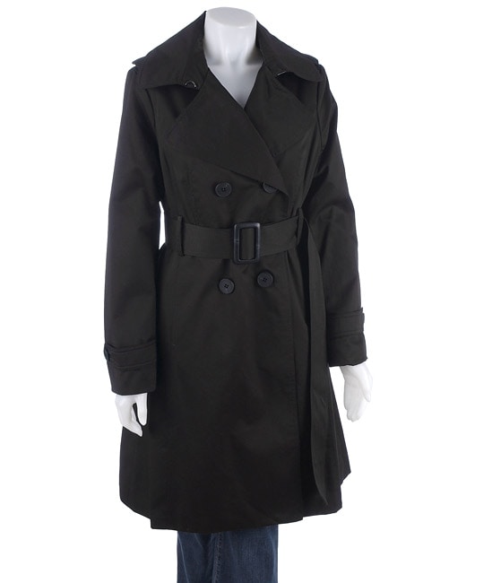 London Fog Womens Black Twill Trench Coat  