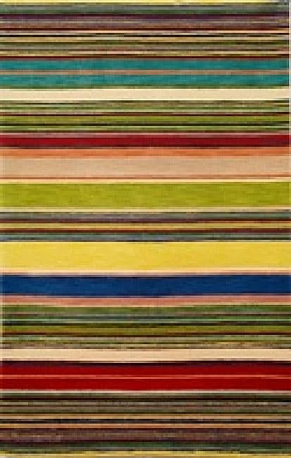 Hand tufted Inca Stripes Red/ Multi Wool Rug (35 X 55)