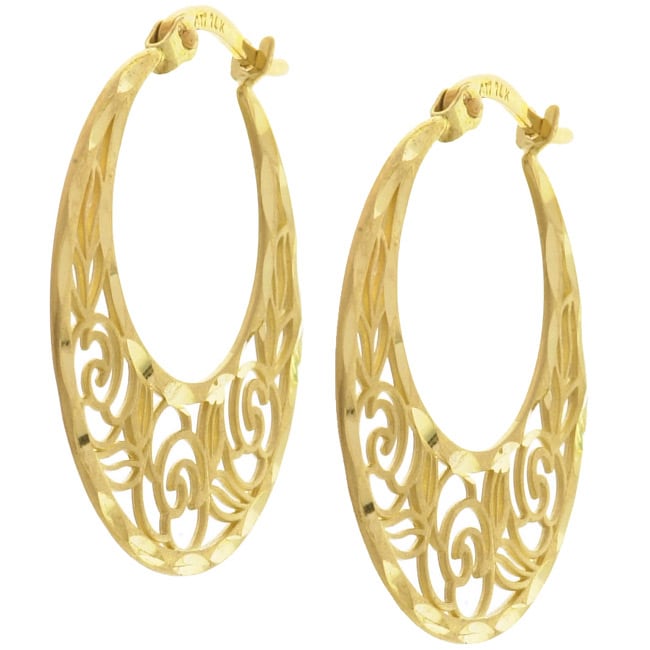 14k Gold Flower Filigree Hoop Earrings Free Shipping Today 10760012 7747