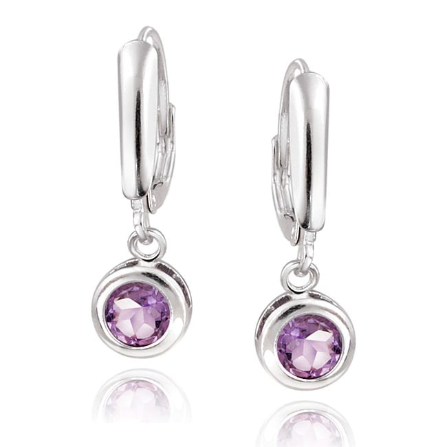 Glitzy Rocks Sterling Silver Amethyst Leverback Earrings 