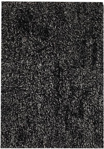 Hand tufted Black and White Shag Rug (5 x 8)  