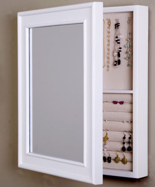 Wall-mounted Mirrored White Jewelry Box - Free Shipping ...