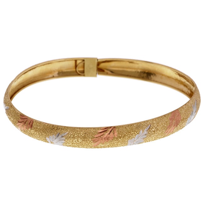 10k Tricolor Gold Bangle Bracelet Free Shipping Today Overstock