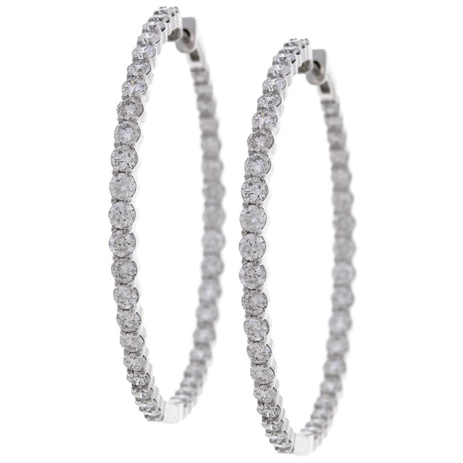 14k White Gold 6ct TDW Diamond Hoop Earrings (G H, I1)  