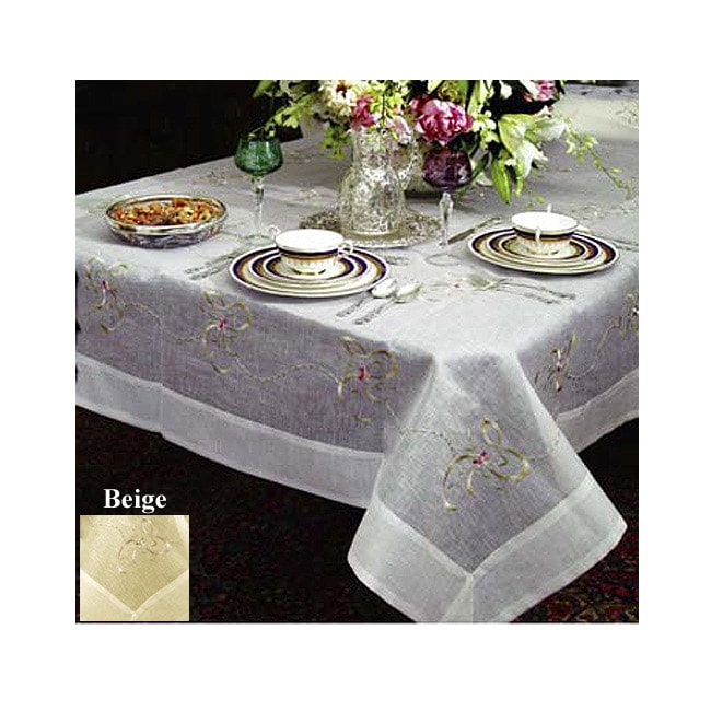 Beads and Bows Embroidered Tablecloth  