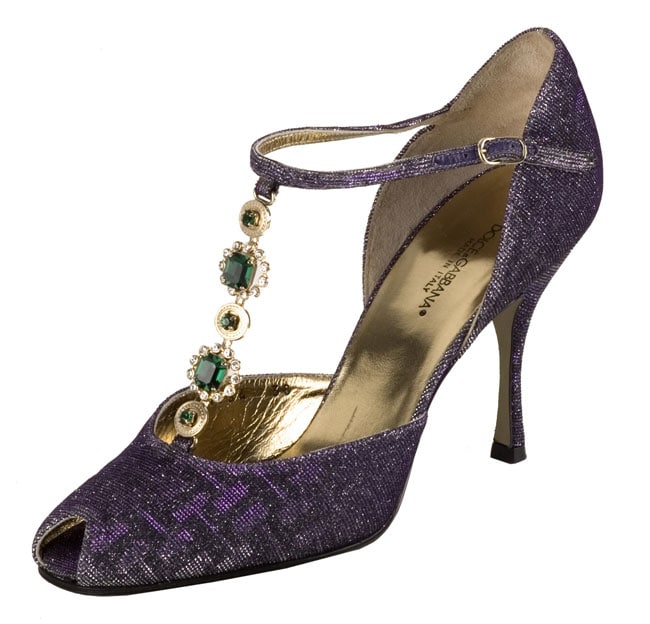 Dolce & Gabbana Purple Lurex Jeweled Pumps  